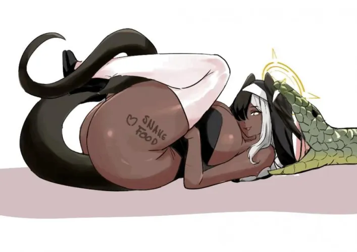 Me posing for my live stream before the snakes starts enjoying its meal~ by emmarp-