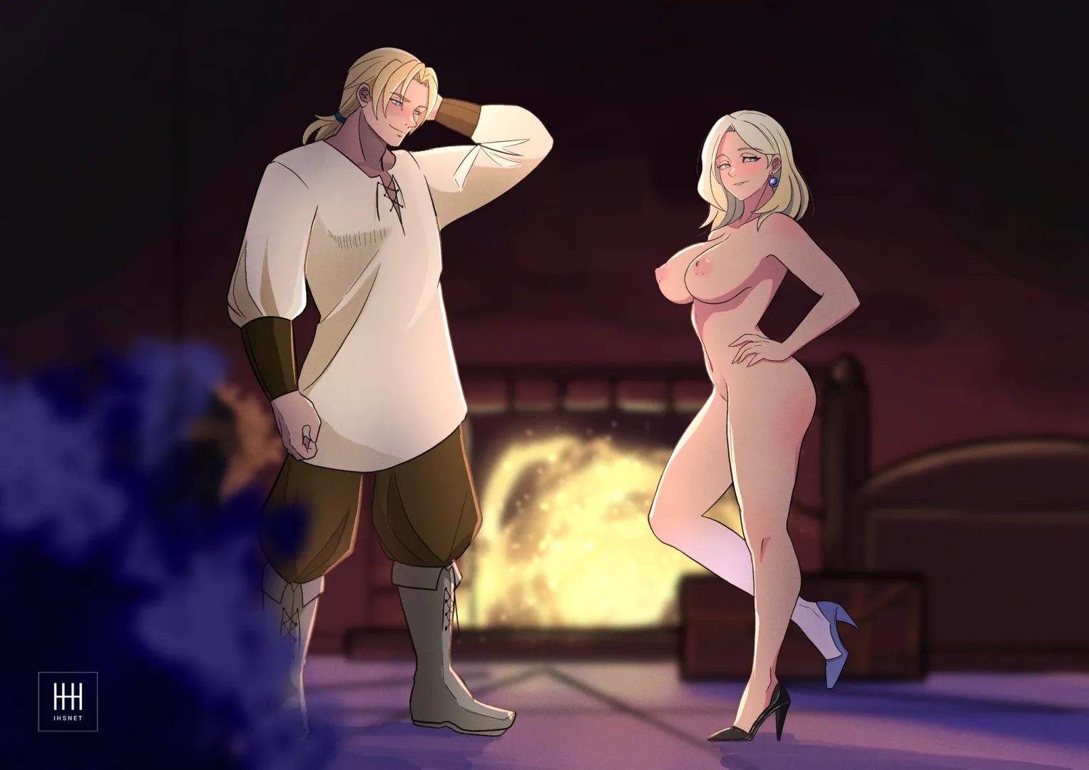 Mercedes seducing Dimitri by putting on nothing but high heels [fire emblem] (ihsnet) posted by Terran117