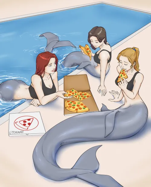 Mermaid Pizza Party (TChenArt) by A_MASSIVE_PERVERT
