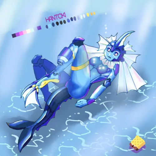 Metal vaporeon [OC] by Hantoki1um