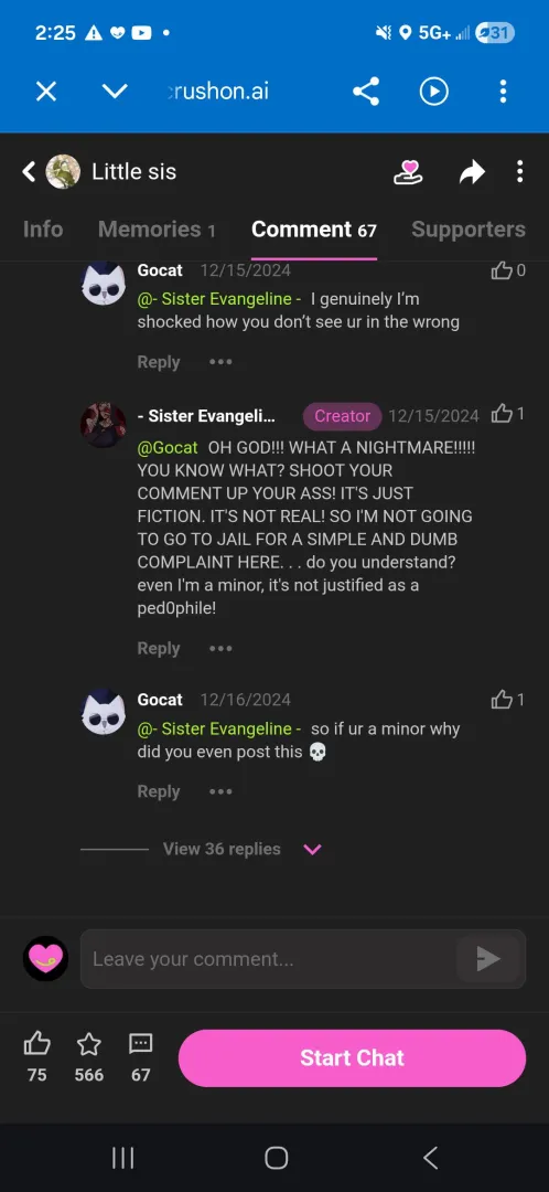 Minor creator posted by AceRagz