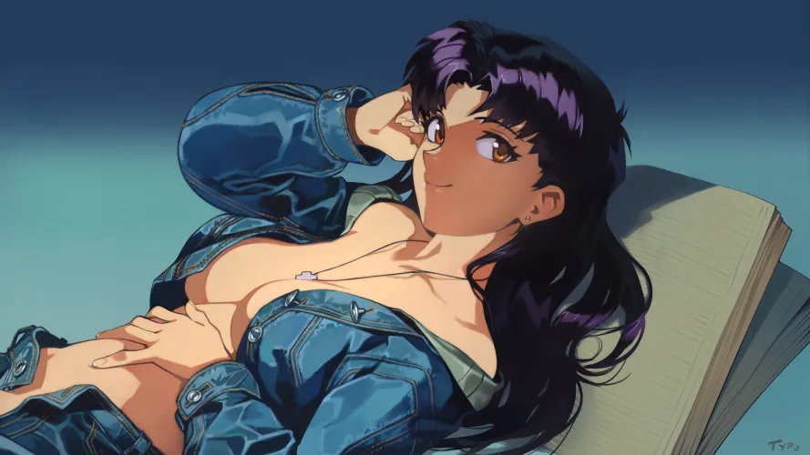 Misato Jeans [Neon Genesis Evangelion] (2560x1440) by acoolrocket