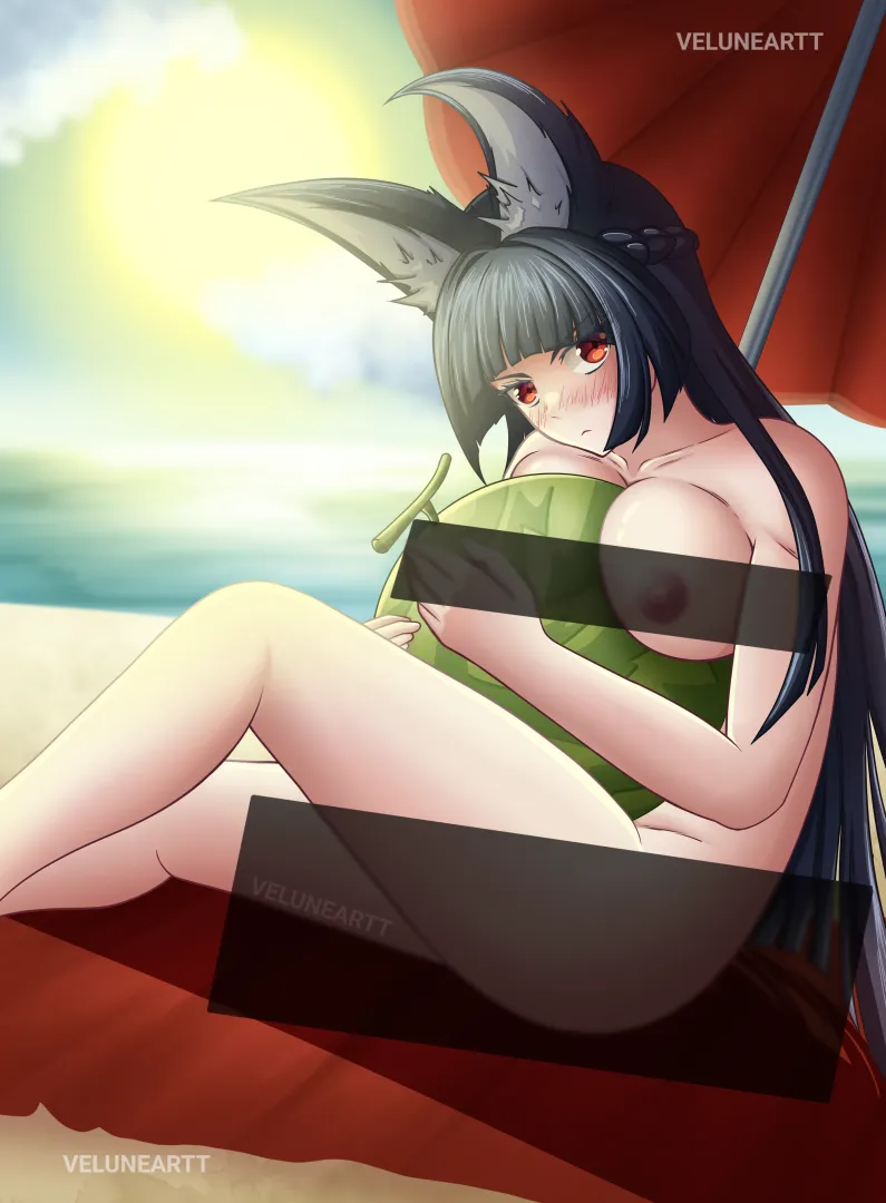 Miyabi on the Beach ️ (2/2) Illustration. posted by VeluneArtt