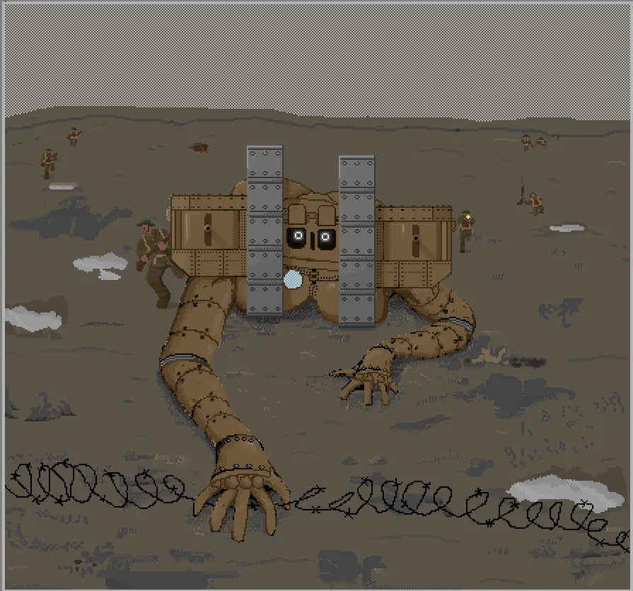 MK4 tank supporting infantry [F] (art by me) posted by Killerbone1390