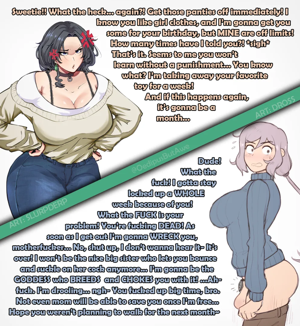 Mom punishes you... or does she? [Commission] [Sister] [Futa chastity] posted by OedipusButAWESOME