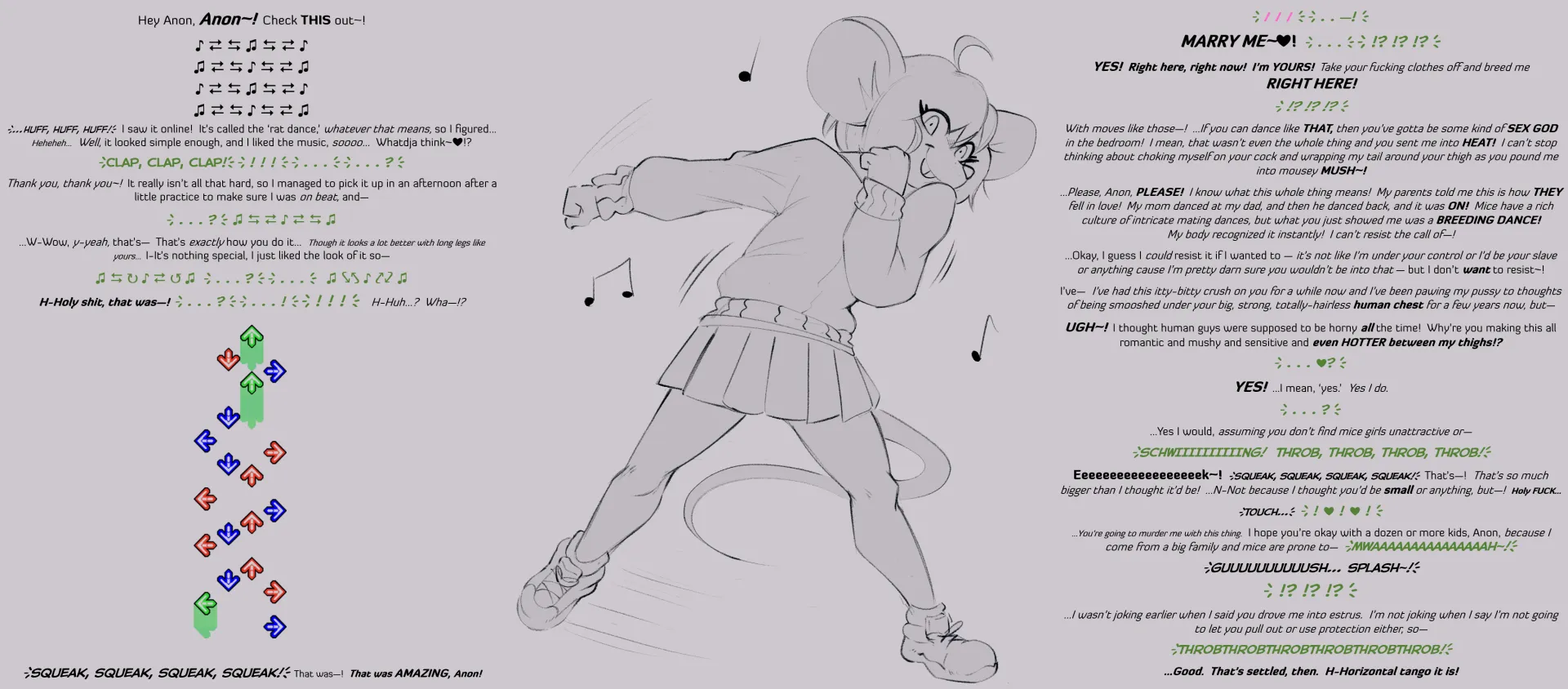 [MxF] So you think you can dance? [HMoFA][Rat Dance][Mating Dance][If you dance at him and he dances back, it's ON!][Youtube link in comments][Confession][In Heat][That escalated quickly!][MtG Caption][Artist: DemiDoggo] posted by MtG-Ti