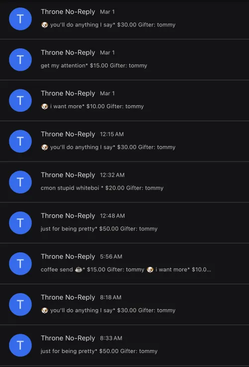 my ATM sub has me SHOWERED in sends by my demandKEEP PUMPING by Every-Thought1655