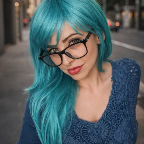 My blue hair matches with my green eyes by Anna_Rocks