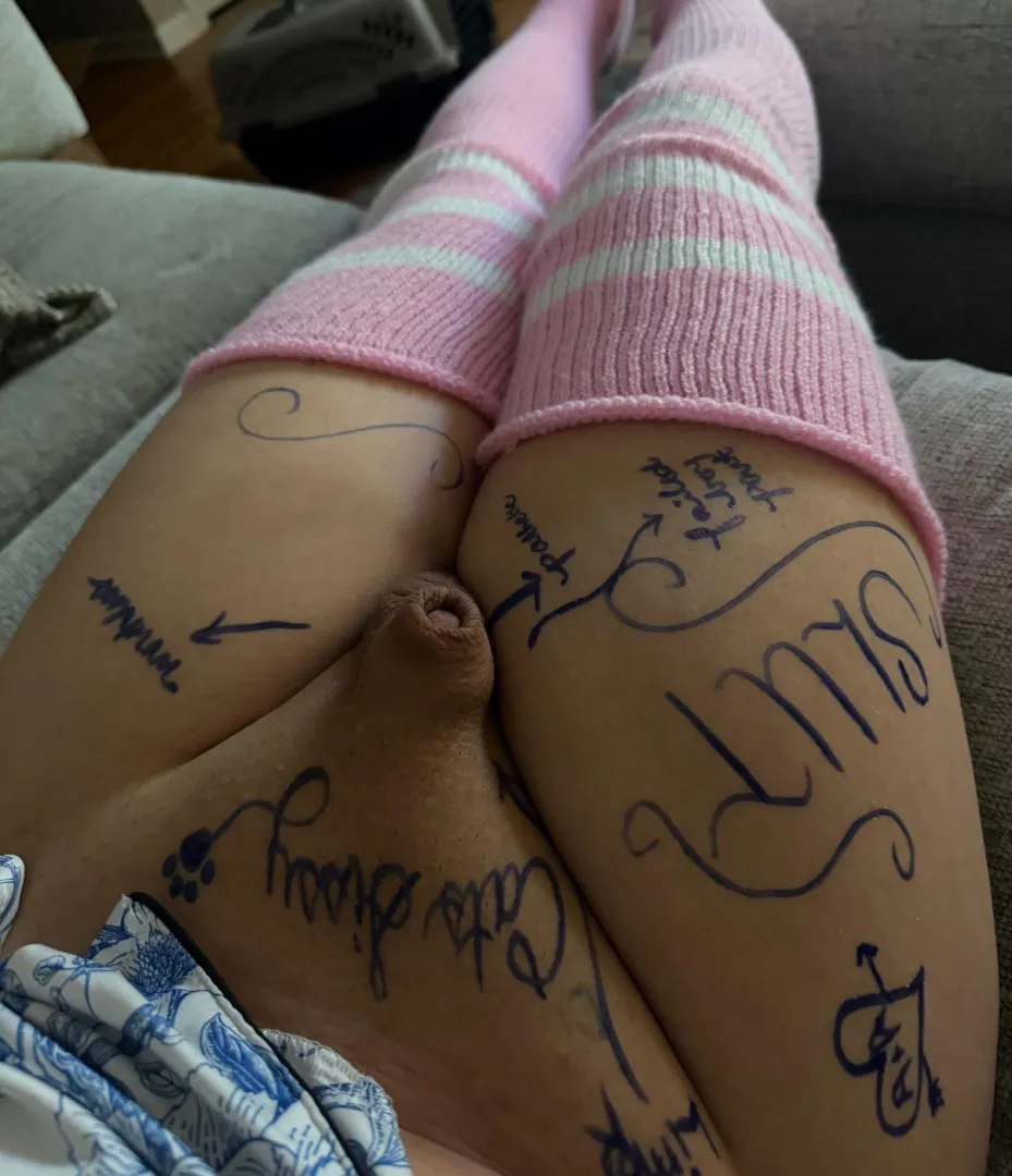 My dom wrote all over me putting me in my place after she saw my clit… posted by pinktogether