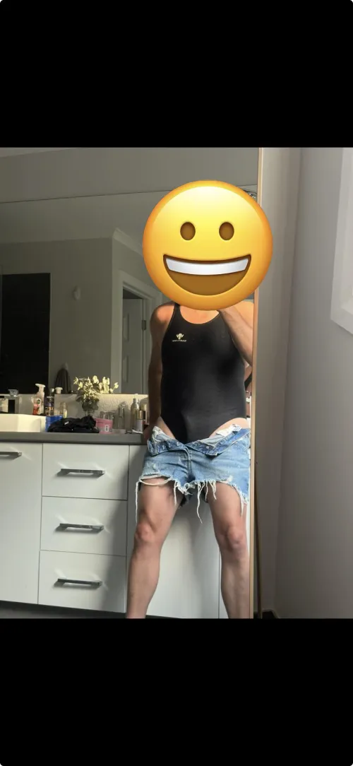 My fav suit under wife’s shorts by try2bi