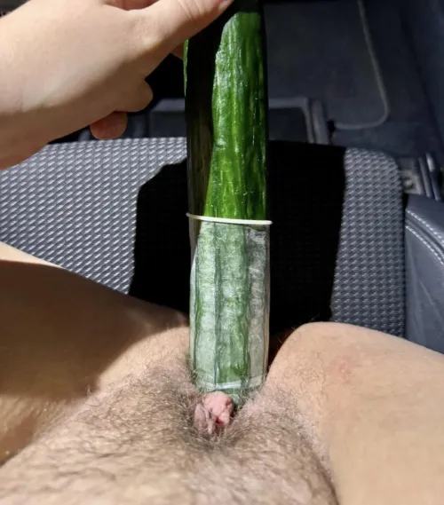 My fun in the car with a cucumber by jolie2198-