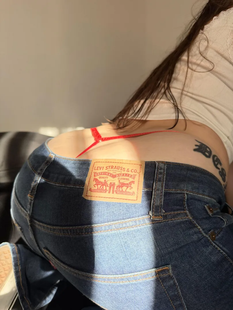 My g-string peeking out posted by trixiedreams