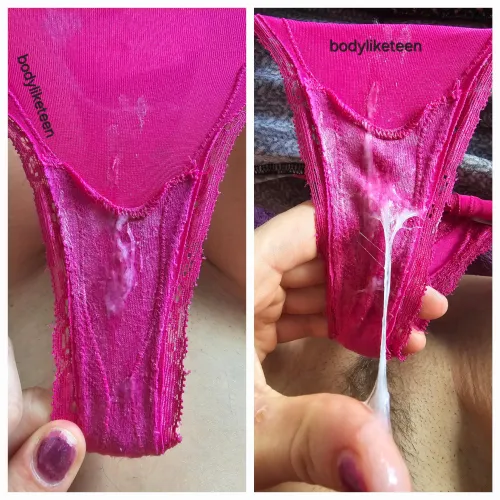 My panties when I got excited(left photo) and after orgasm(right photo)... too messy ? by bodyliketeen