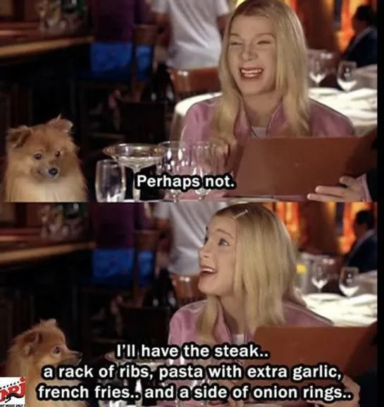 My PC when Avery tries pulling that “she’ll have a salad” bullshit posted by EllieIsDone