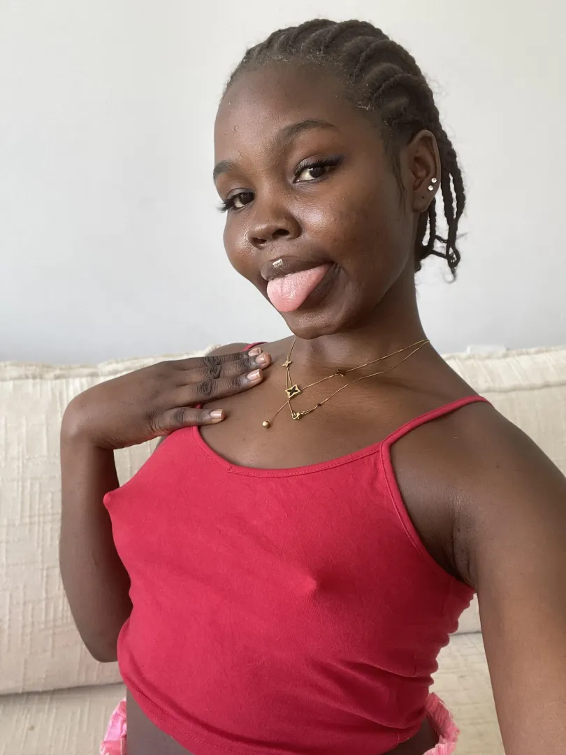 My red tank top is a little thin today. And I'm not wearing no bra posted by GalasaMuhad