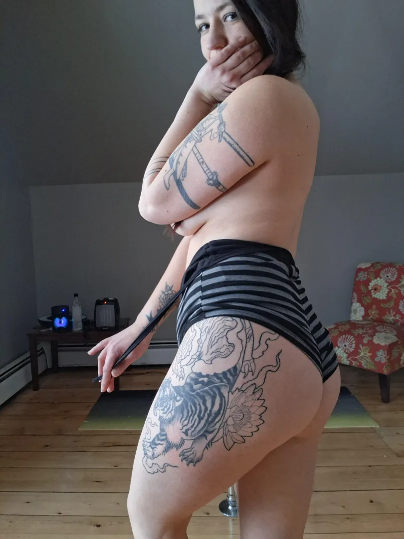 My tattooed ass looks greatbin these shorts posted by inked_emma_honey