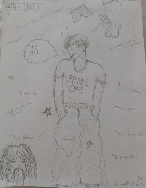 My Whitney sheet! Never used to like them before they became my LI, but they make school a bit safer. Who should I draw next? by Street_Owl_9547