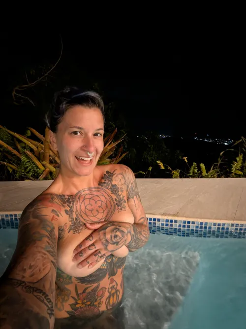 Naked in a saltwater heated pool with a view ️ by meow__meg