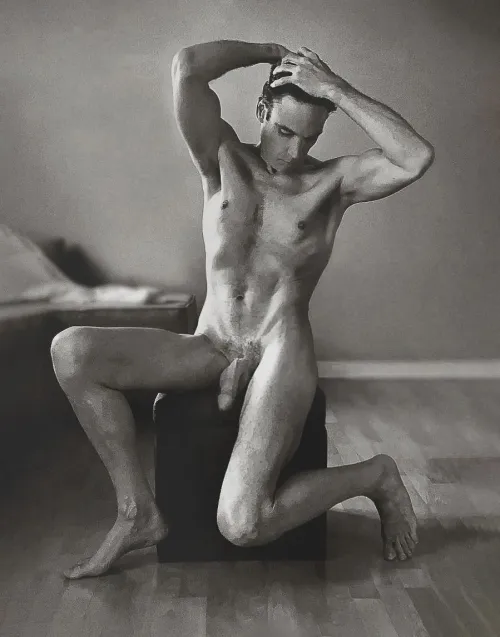 Naked on a stool by flippy723