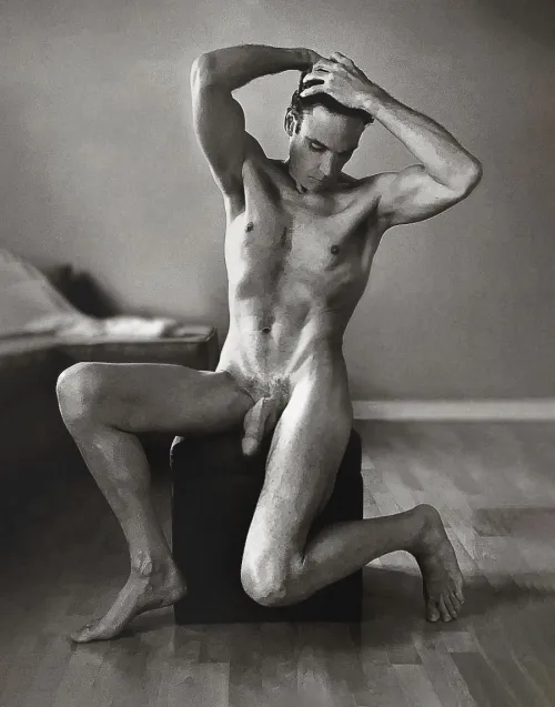 Naked on a stool by flippy723