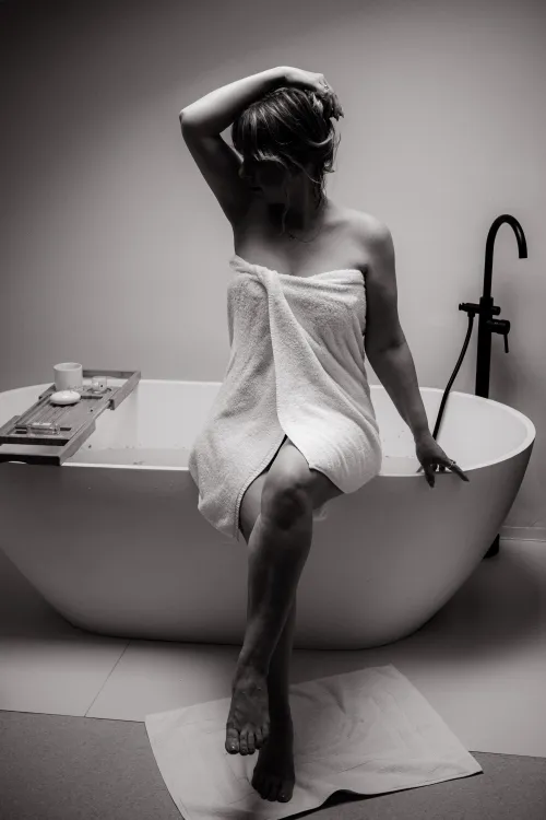 Naked under the towel by TheVickeeMuse