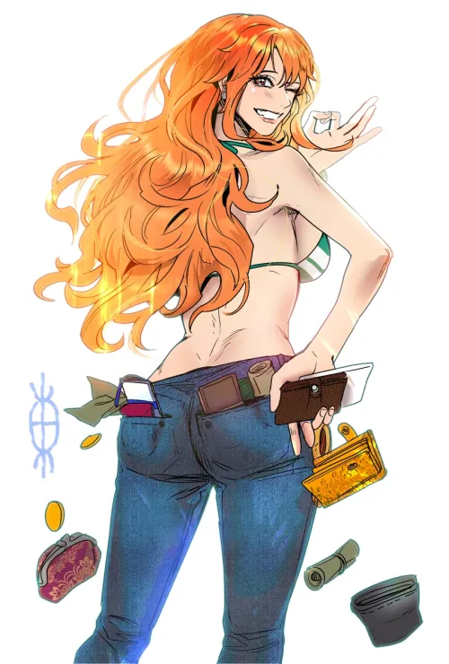 Nami Posing with Her Money [One Piece] by sd6636