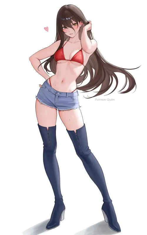 Navy Blue Thigh Boots [by Quilm](2556x4096) by flavioj