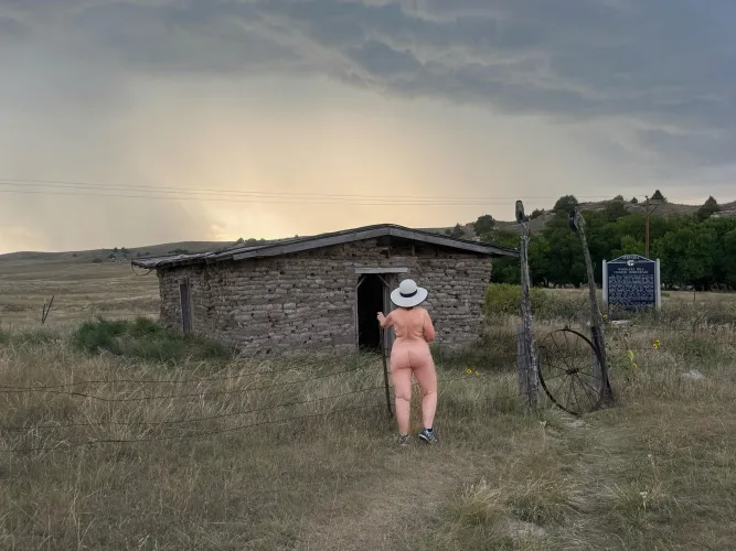 Nebraska Frontier Homestead at sunset  by MrsDarling55