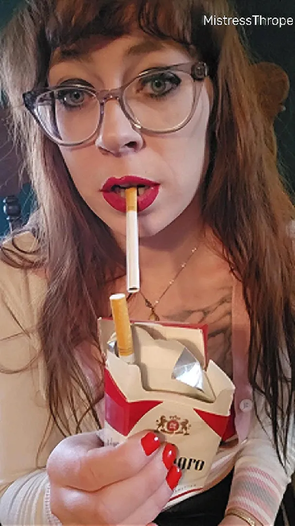 New glasses, but same smokey red lips posted by MistressThrope