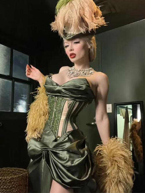 No lower half because the corset went on before the shoes by LilChereBear