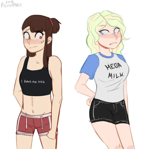 No Tits Akko and MegaMilk Diana (PeachyParu) by KrustiestKrabbiest