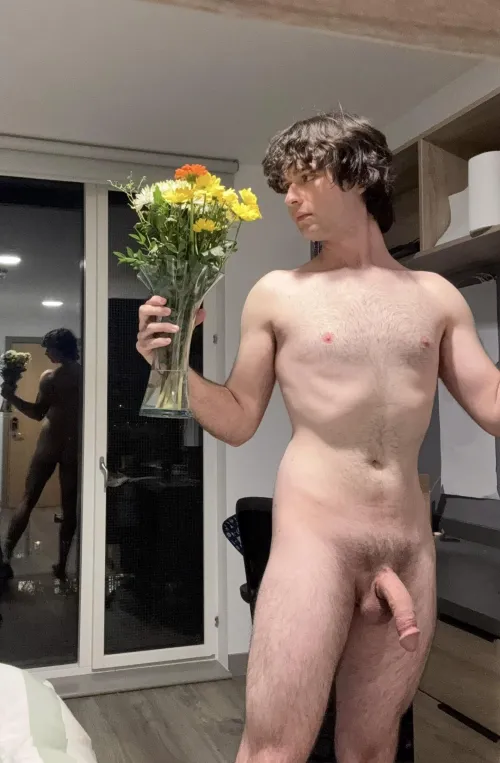 Nude with a vase of flowers by Empty_Parsley_