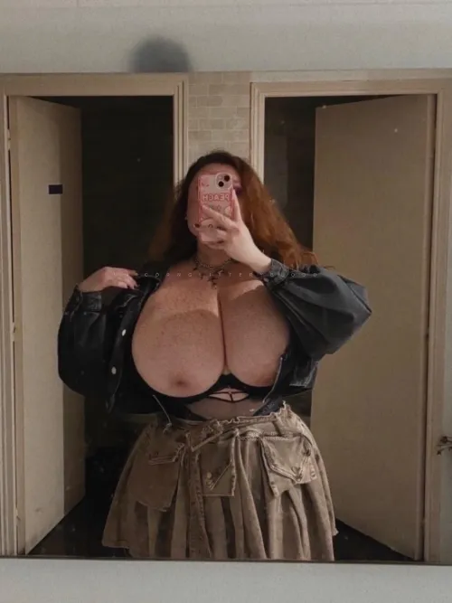 [OC] i love to flash my big tits in public! someone caught me but he left, would you have stayed? by Unicornglitteryblood