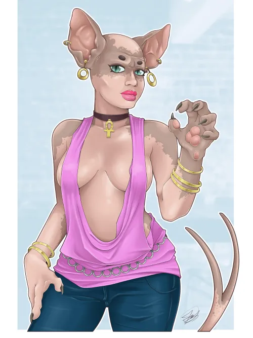 (OC)Sphinx Catgirl Pretty in Pink by therealblabyloo