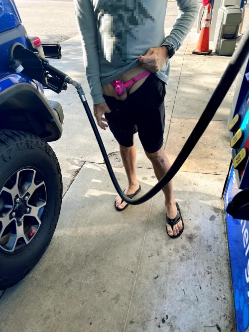 oh crap I forgot my wallet, how can a locked boy pay for this gas then? by SEFLCuckCouple