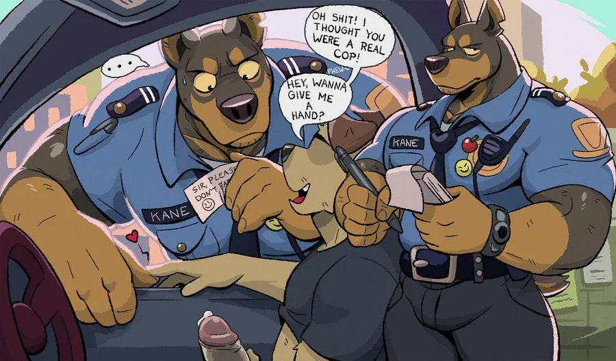 Oh officer, you've discovered me, won't you lend me a hand? (Artist:GH0STFOOD) posted by Normal_Equivalent_11