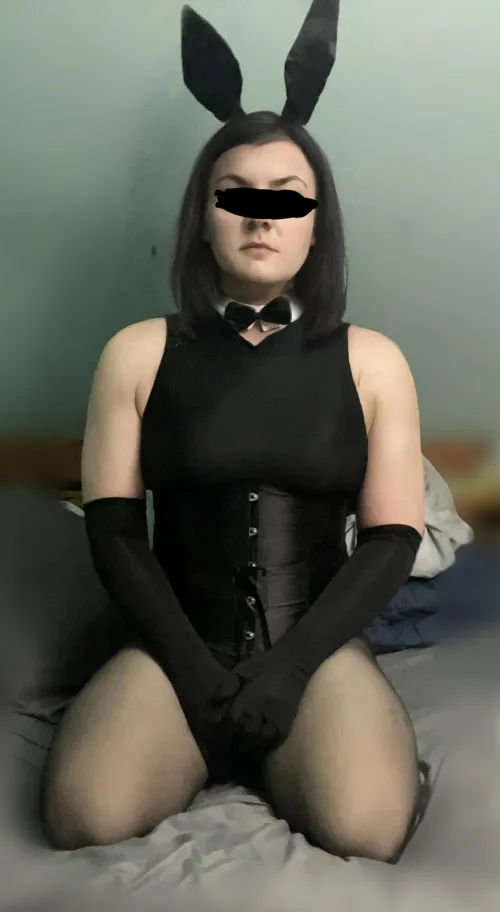 Omg tried this new outfit for my relapse and now I’m like sooo horny, and want to be played with , Good thing this bunny is caged!!(DMs open for any other bunnies to hop in hehe) by No-Butterscotch7580