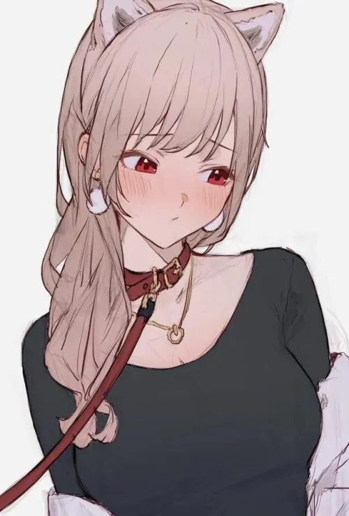 On my cute little leash for Mistress Luna >.< now all i need is a nametag~ by mommysgoodtoy