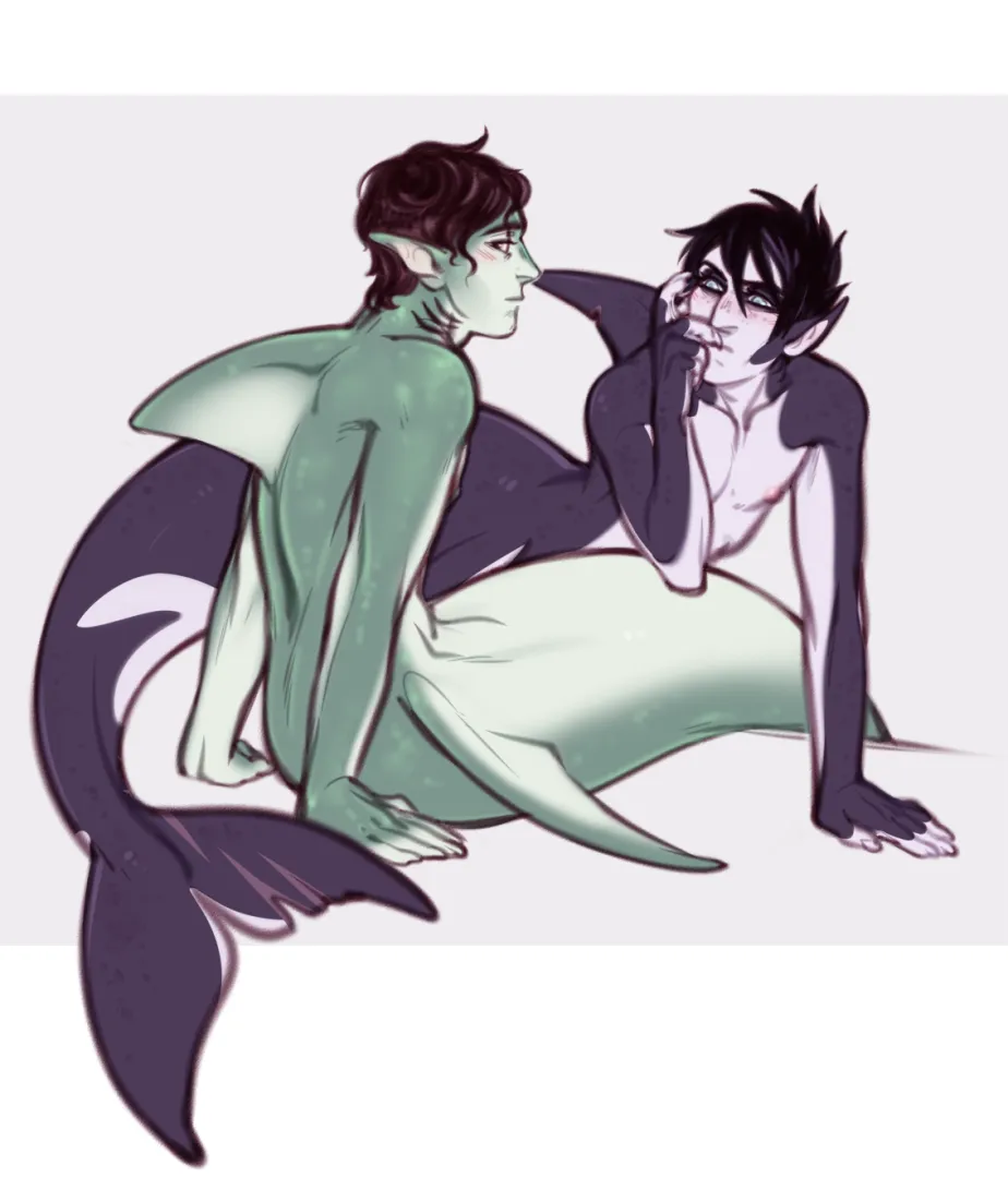 Oswald and Edward mermaid au . Artist shoguru posted by Entire_Appearance976