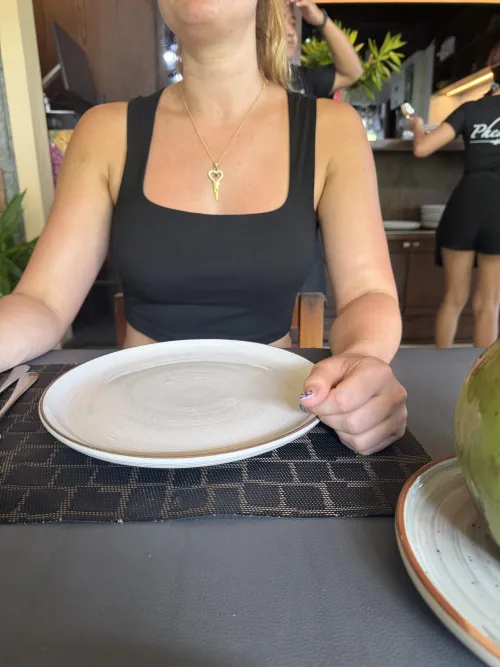 Out for a meal with hubby, always with my key. by Thecuckolddiary