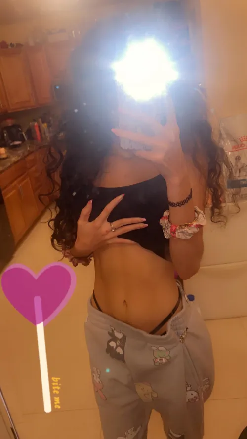 Over sized sweat pants riding low but can be lower. by freakybunny111