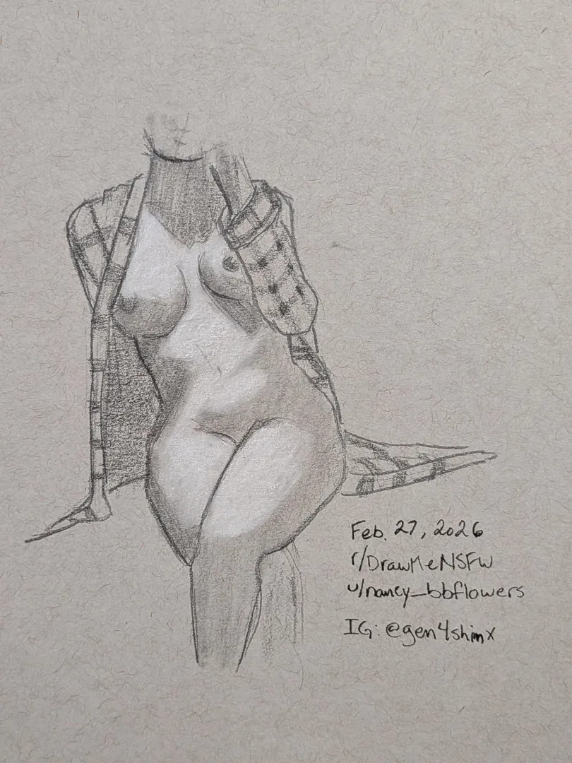 Pencil and chalk drawing of u/nancy_bbflowers posted by KnastyGrant