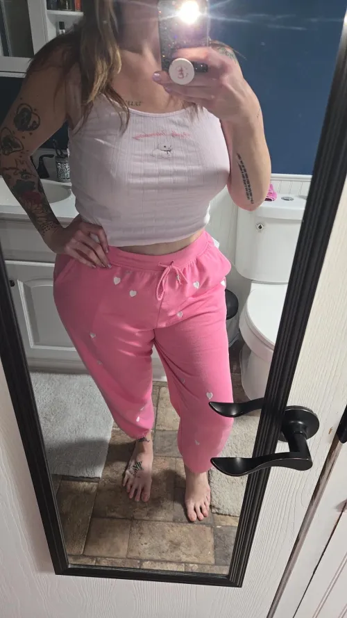 Pink heart PJ pants  by sauc332