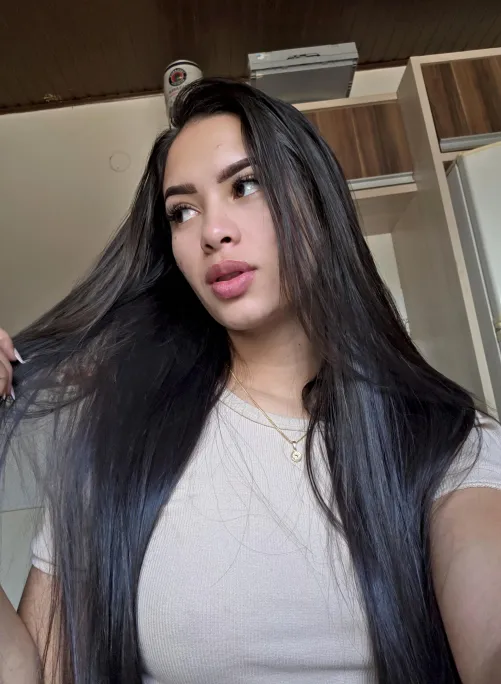 playing with my long dark hair... by Violet_Porter