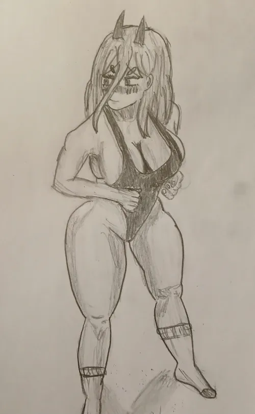 Power using a swimsuit (drawing/sketch) by Outrageous-Dog-6672