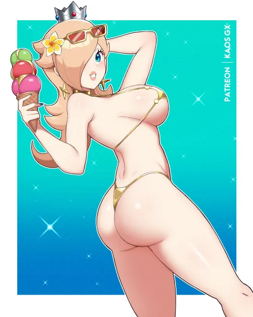 Princess Rosalina in a tiny golden bikini [mario bros] (kaosart) by Terran117