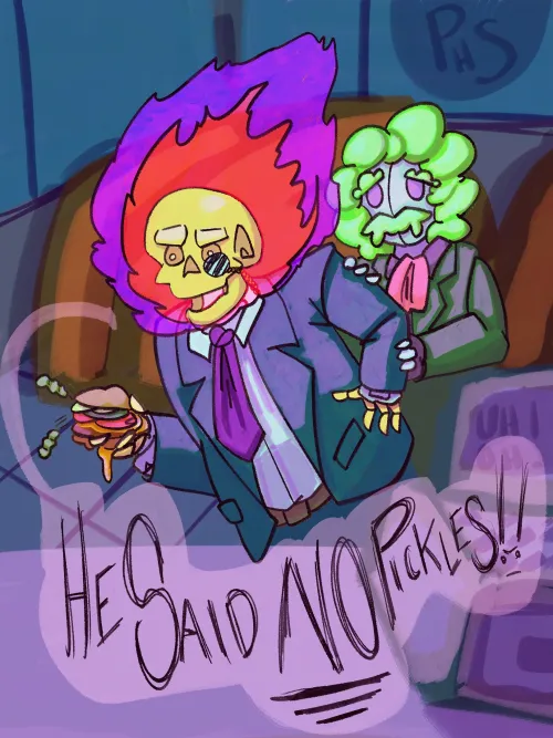 Professors Jenn'dyr Flud and Skinder have an eventful fastfood date [My Art/OC] by Master_Professor4367