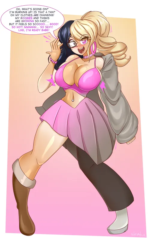 Rapid Bimbofication (Art by Slemka) by cherry-derry