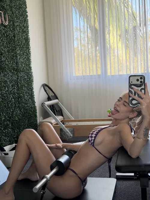 ready to sweat or maybe just get distracted by me? by NaughtyMuse-