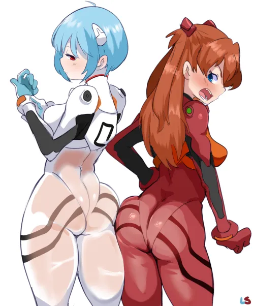 Rei & Asuka in their plugsuits by LafterMastr